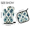 thumbnail image 2 of Yayeee Oven Mitts and Pot Holder Set of 2 Heat Resistant Kitchen Gloves Baking Hot Pad, Green Geometric Pattern, 2 of 5