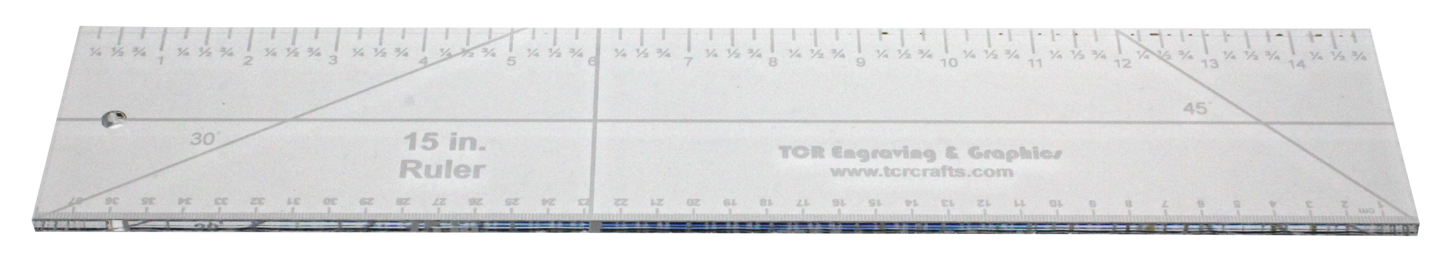 15" Ruler. Acrylic 1/4" thick. Quilting/Sewing - Imperial/Metric