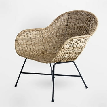 texxture Ormond Woven Rattan Patio Lounge Chair with Metal Legs, Natural