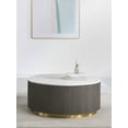 thumbnail image 2 of Coaster Jason Table Basse Ronde à Plateau en Marbre Blanc avec Base Tambour, Couleur Charbon, 2 of 7