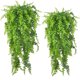 thumbnail image 1 of Paquete de 2 plantas colgantes artificiales Vides de hiedra falsa Helechos para exteriores Resistente a los rayos UV para cestas colgantes de pared de interior Decoración de guirnaldas de boda Jardín, 1 of 5