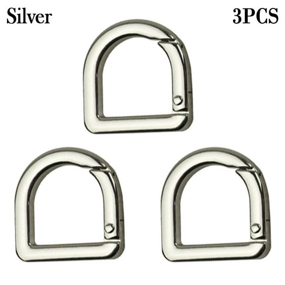 3pcs High quality Round Push Trigger Plated Gate Carabiner Purses Handbags Spring O-Ring Buckles Snap Clasp Clip Bag Belt Buckle SILVER D-RING
