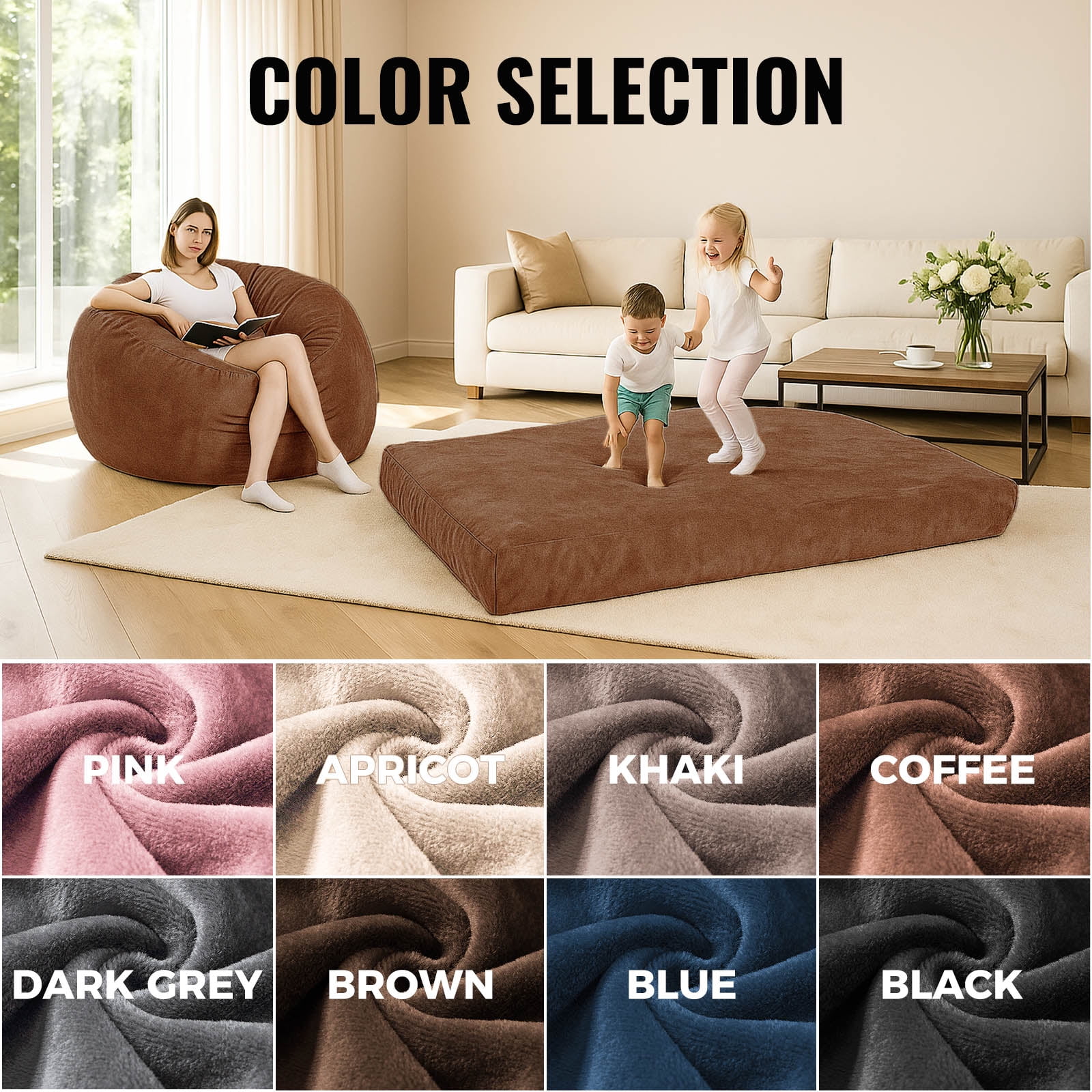 Bean Bag Chair,Convertible Bean Bag Chair Bed Giant Bean Bag Chairs for Adults Memory Foam Bean Bag Bed for Adults Bean Bags Chair that Turns into Bed