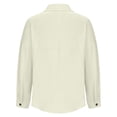 thumbnail image 4 of adviicd Womens Shirt Long Sleeve Oversized Button Up V Neck Loose Blouses Tops Beige, S, 4 of 5