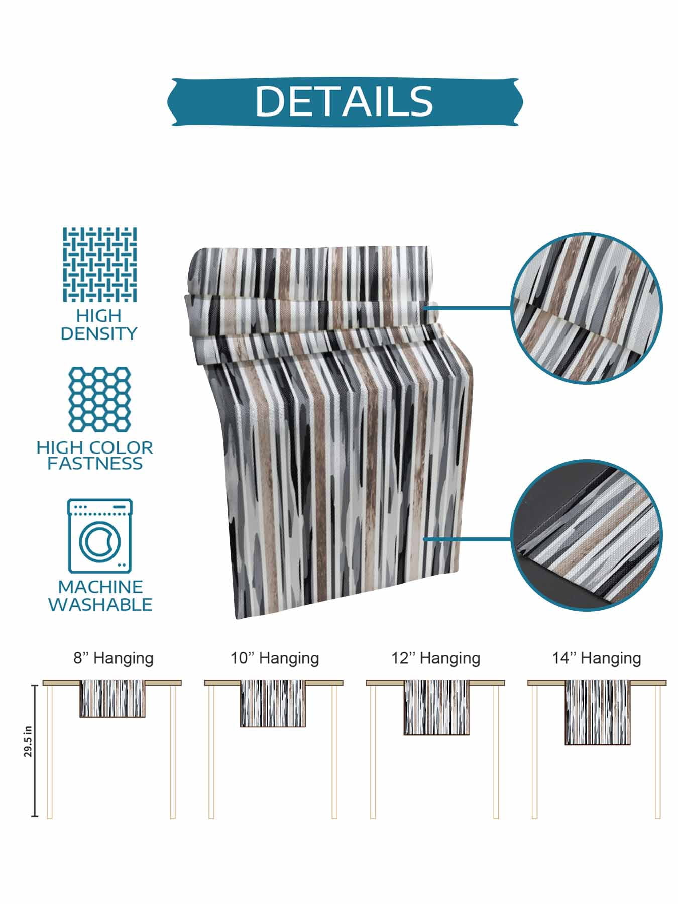 Gray Gradient Camo Table Runner, Abstract Mottled Stripe Vintage Washable Cotton-linen Table Runners Dining Kitchen Decoration for Everyday Home Wedding Party Decor, 13 x 90 Inch