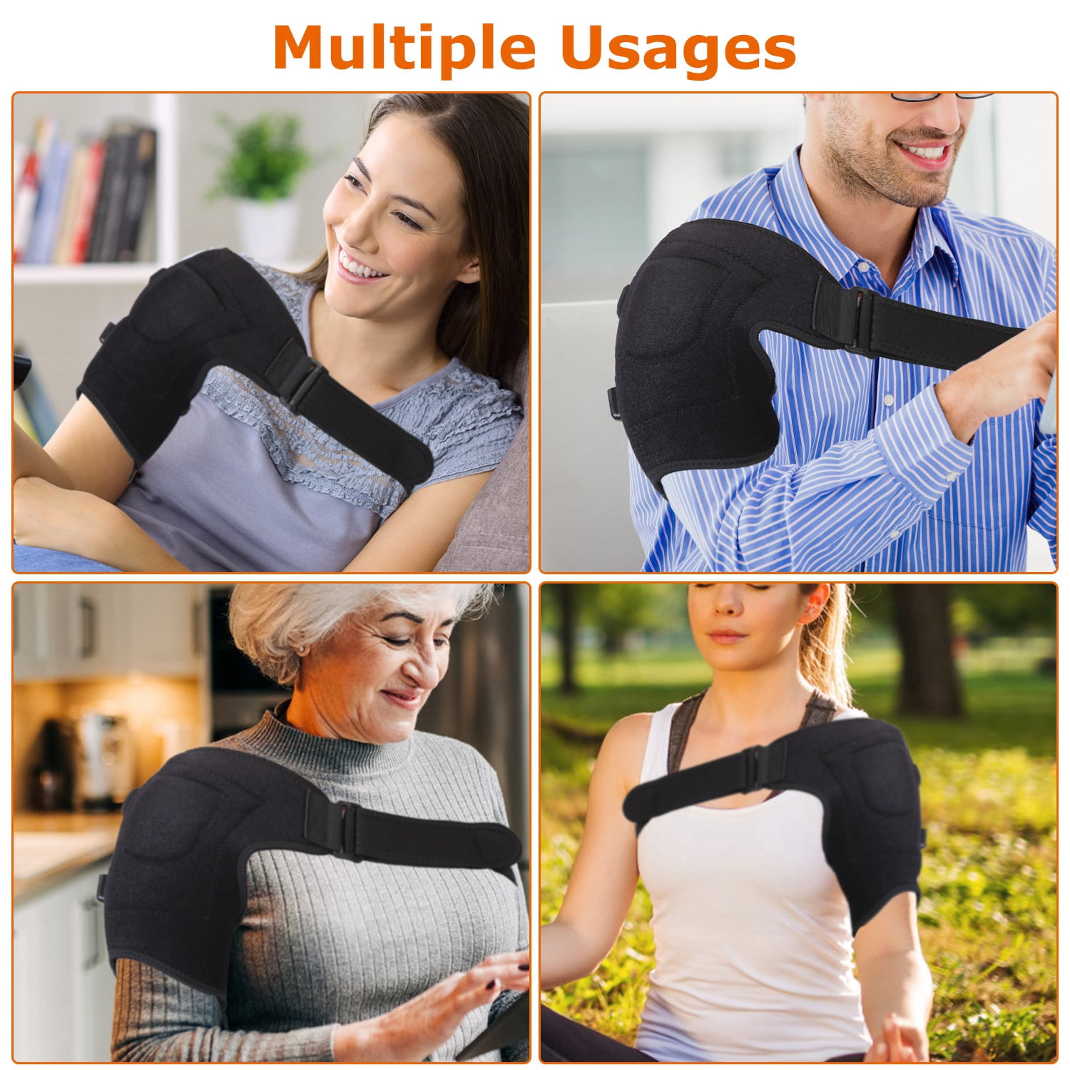 Heated Shoulder Brace, Teqhome Portable Heated Shoulder Wrap Pad Brace Support Therapy Belt, Electric Heating Pad Heating Wrap for Shoulder Muscle