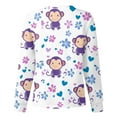 thumbnail image 4 of Drmagiyhm Purple Scrubs Sets for Women Plus Size Scrubs Sets Floral Print Long Sleeve Scrub Top Snap Front Working Nursing Uniforms L, 4 of 6