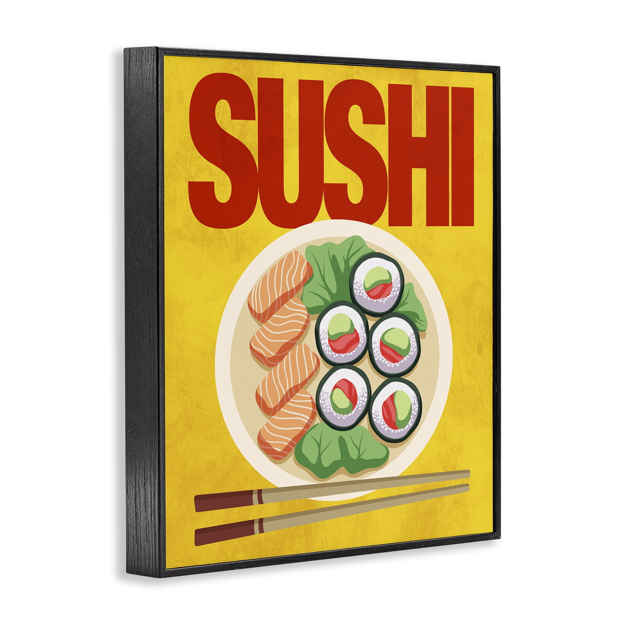 Stupell Industries Bright Sushi & Chopsticks Black Framed Giclee Art, design by Marcus Prime