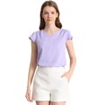 thumbnail image 1 of INSPIRE CHIC Blouse Décontractée à Manches Courtes Col en V pour Femmes Indigo Bleu G, 1 of 5