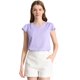 thumbnail image 1 of Camiseta Manga Tulipán Cuello En V Básico Para Mujer Allegra K Lila S, 1 of 5