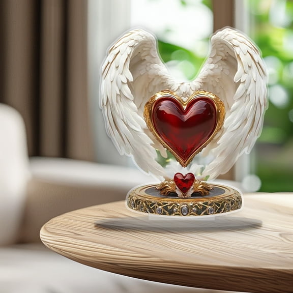 HCBY Acrylic Angel Figurine with Cross, Boho Style Clear Desk Decor, Modern Minimalist Sculpture for Home Office, Inspirational Gift for Her (E,8"x6.7")