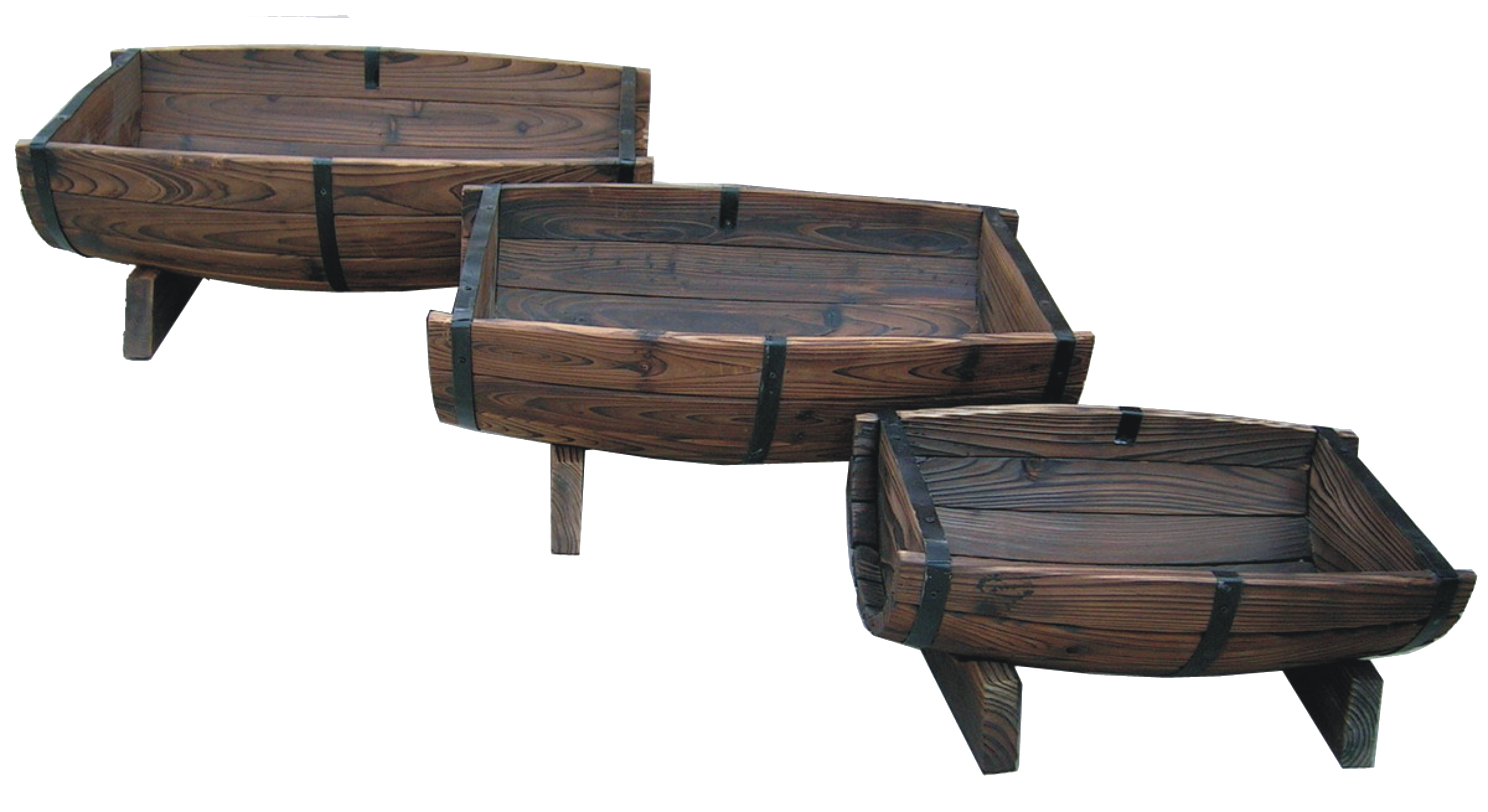 Three Piece Half Barrel Planter Set by United General Supply Co Inc