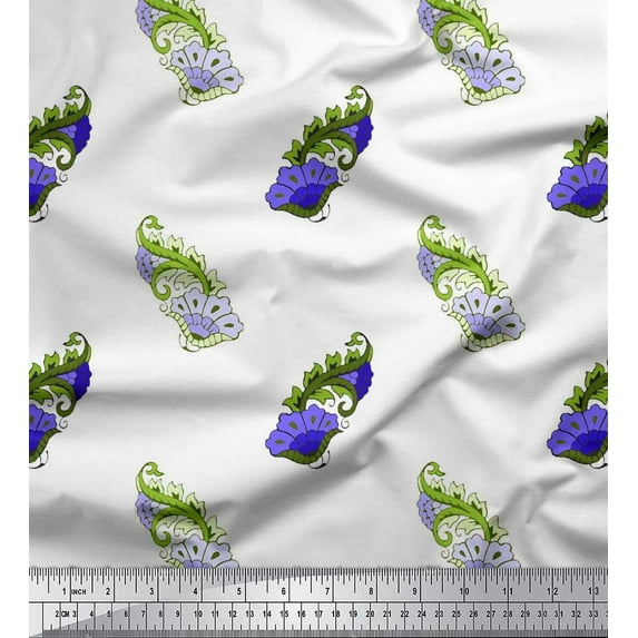 Soimoi Georgette Viscose Fabric Swirl & Floral Block Decor Fabric Printed Yard 42 Inch Wide