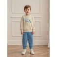 thumbnail image 6 of Miaouyo Toddler Baby Boy Birthday 2 Piece Fall Outfits Long Sleeve Crew Neck Letter Embroidery Tops and Elastic Waist Pants Set, 6 of 9