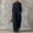 Navy Blue, variant on Morttic Women's Stand Collar Long Sleeve Single-Breasted Jumpsuit – Casual Relaxed Straight Long Jumpsuit with Side Pockets Black,S