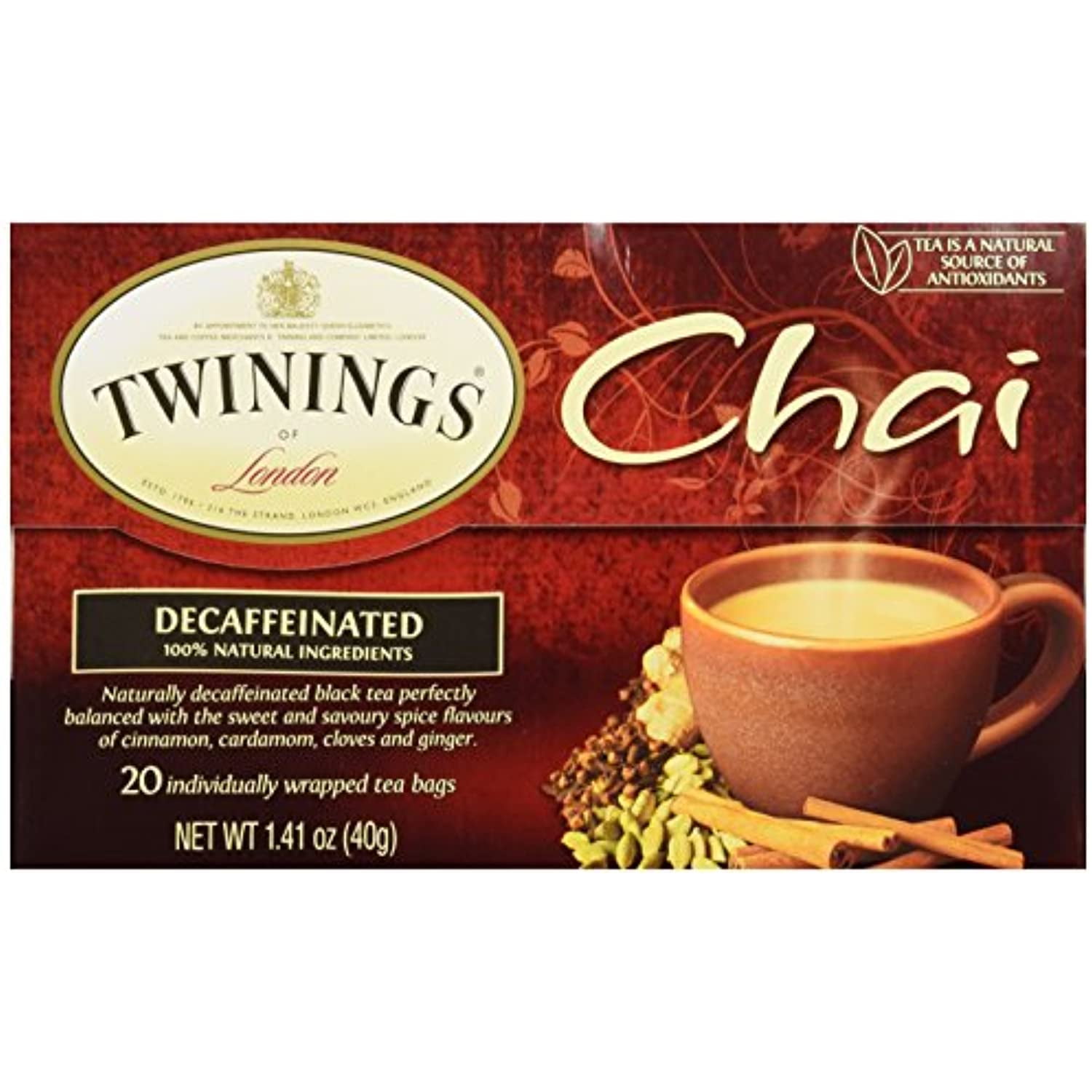 Twinings Tea Chai Tea, Decaf, 20 Ct