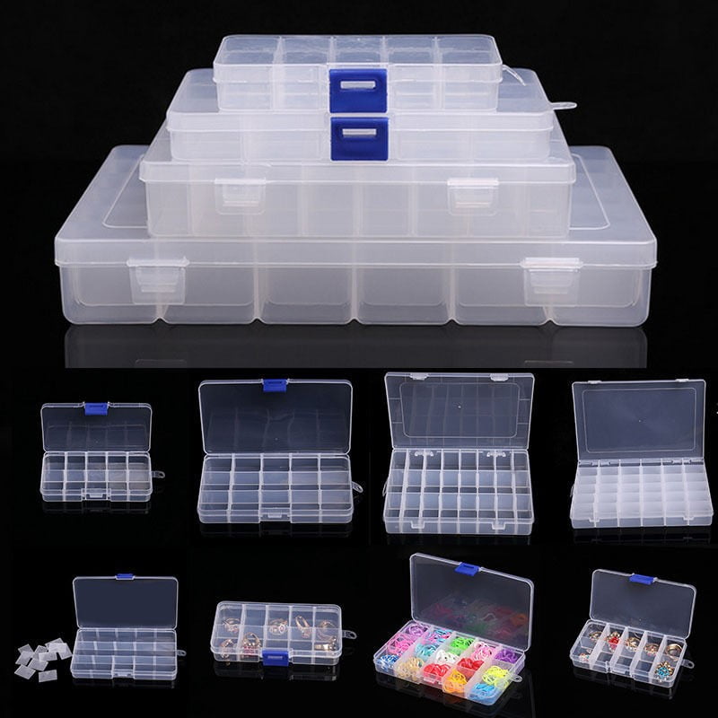 Universal Hobby Slot Gem Display Box Holder Clear Snap Round Cases 50 Slots 