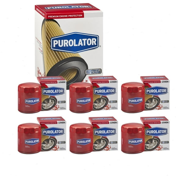 6 pc Purolator L11424 Engine Oil Filters for Oil Change Lubricant Filters
