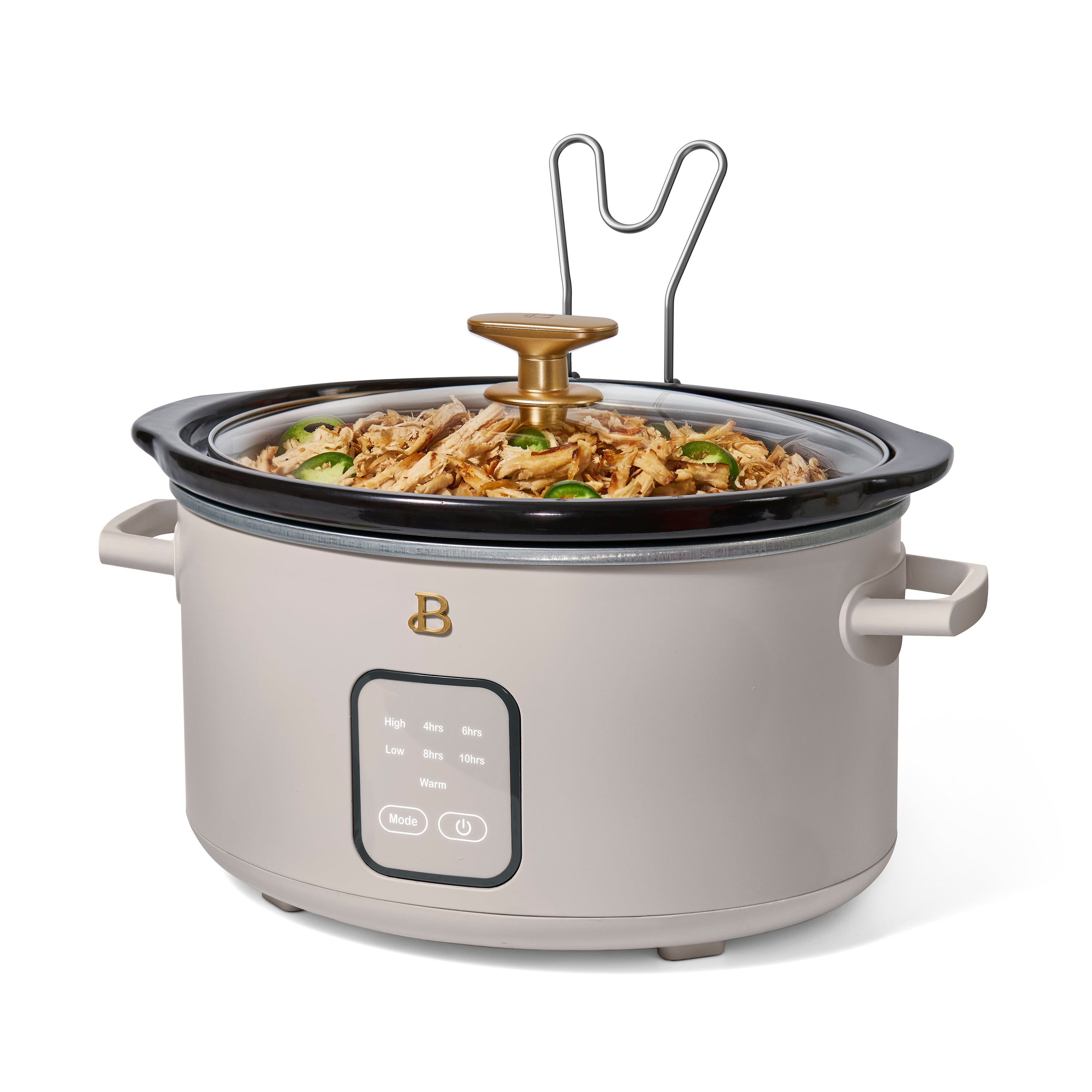 Beautiful 4Qt Slow Cooker with Touch-Activated Display, Porcini Taupe by Drew Barrymore