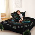 thumbnail image 4 of Homewish Astrology Tree Of Life Full Size Comforter Sets,Nature Botanical Design Bedding Comforter Set,Black Green,Black Reversible,3 Pieces,1 Comforter and 2 Pillowcases, 4 of 7