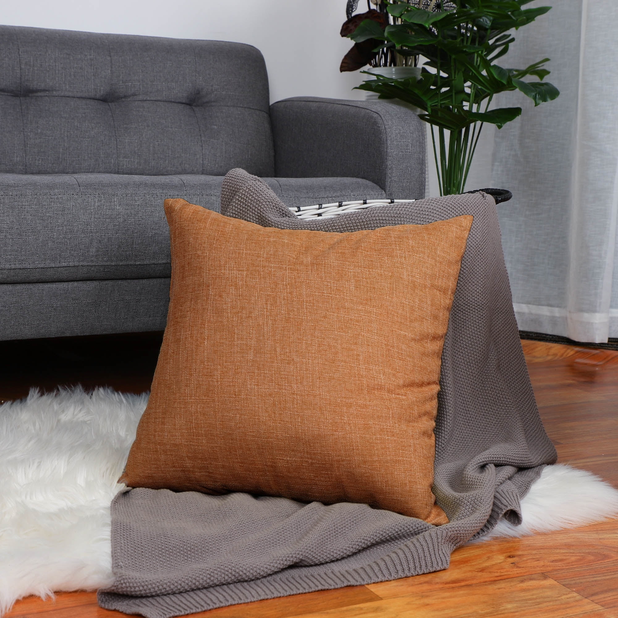 Piccocasa Blank Cotton Linen Throw Pillow Covers for Couch Sofa Bed,18