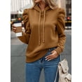 thumbnail image 4 of Women's Casual Puff Long Sleeve Hoodie Lightweight Pullover Tops Padded Shoulder Solid Loose Sweatshirt Fall Outfits, 4 of 5