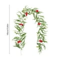 thumbnail image 3 of Christmas Garland 72.83 in Christmas Poinsettia Garland with Red Berries Holly Leaves Artificial Pine Needle Red Berry Garland Artificial Xmas Flower for Indoor Outdoor Christmas Decortions, 3 of 6