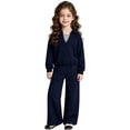 thumbnail image 4 of HAYIMI Girls Two Piece Long Sleeve Lapel Collar Sweatshirt And Pants Kids Playful Casual Outfit Sets Cozy Button Closure Everyday Wear Breathable Clothes Sets, 4 of 4