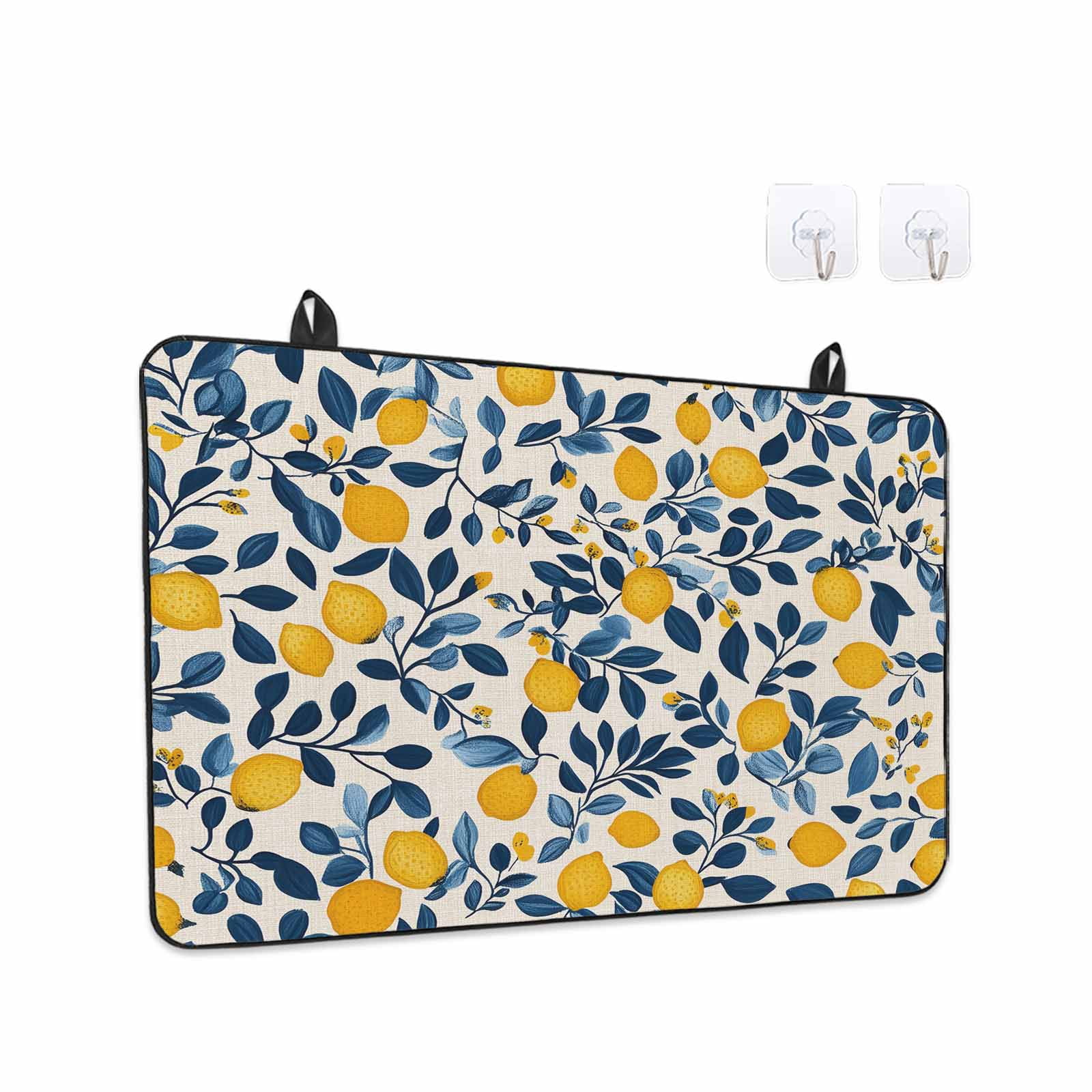 Lemon Summer Stove Top Cover for Electric Stove, Heat-proof & Non Slip Glass Top Stove Cover Protector, Spring Pastoral Watercolor Fruit Leaf Kitchen Flat Cooktop Rubber Mat 24x21 Inches