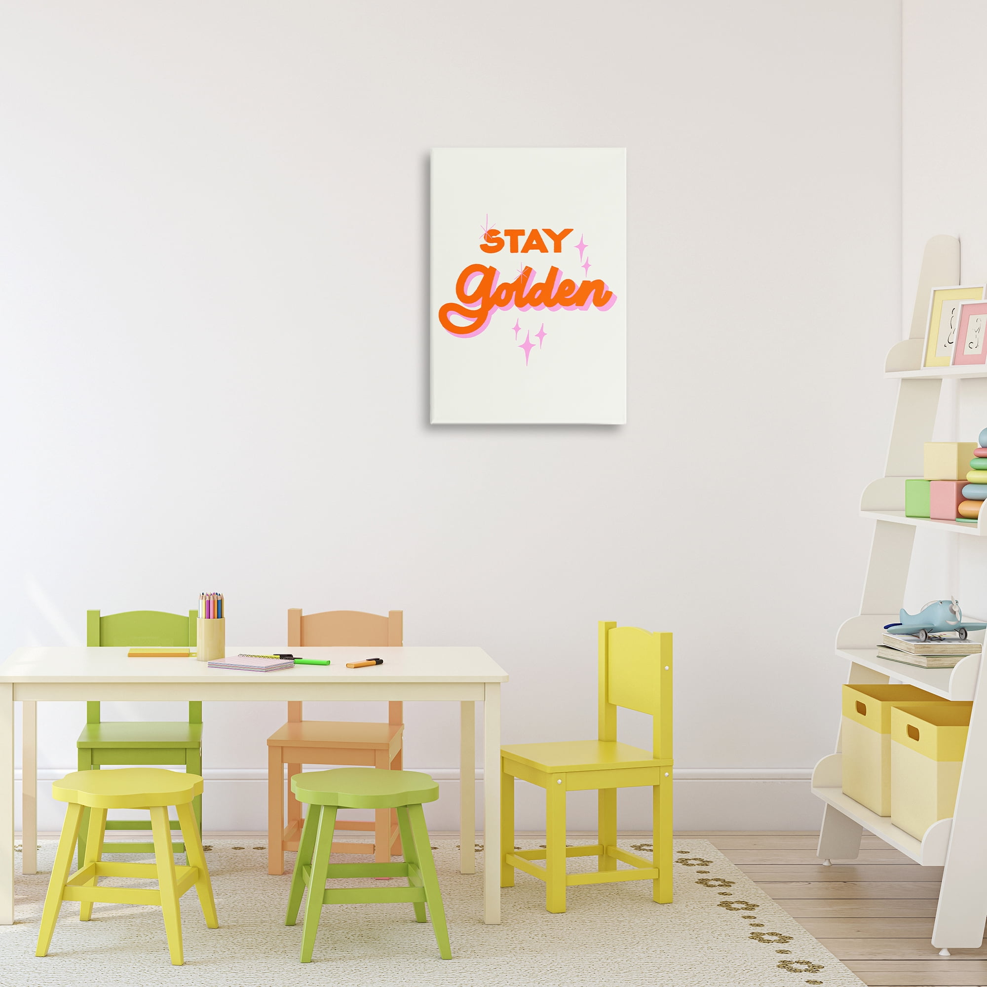 Stupell Industries Stay Golden Retro Letters Canvas Wall Art, design by Indira Prieto | IndySign