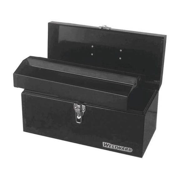 WESTWARD Tool Box, Plastic, Steel, Black, 16 in W x 7 in D x 7-1/2 in H