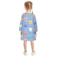 thumbnail image 3 of Girls' long-sleeved dress Cat Girls' A-line dress with ribbed cuffs Soft and comfortable, 3 of 6