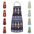Nutcracker Christmas Pattern Apron Women Men Xmas Toy Soldier Gift