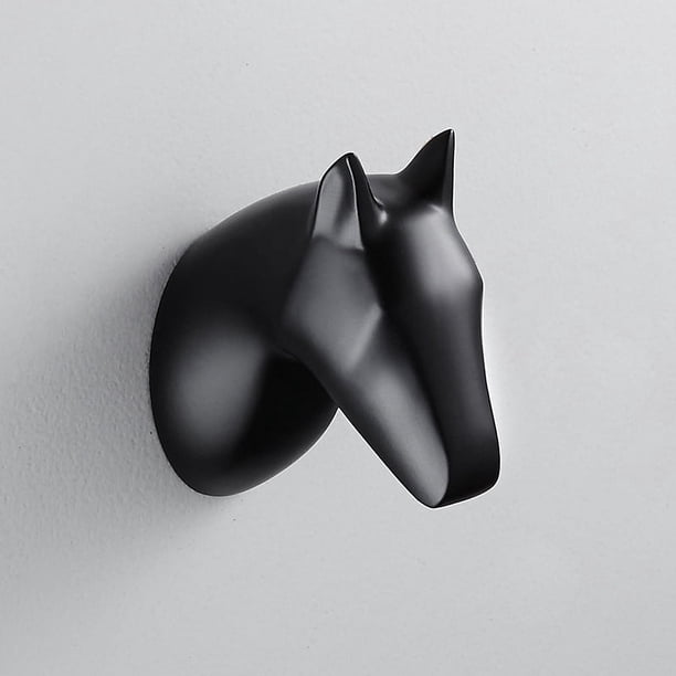 Perchero de estilo único, gancho creativo para abrigos, perchero montado en la pared, cabeza de caballo, colgante de pared, bolsa para porche, gancho para abrigos, negro, 1 pieza Sincero Electrónica