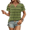 thumbnail image 4 of Camisas de Cuello de Tripulación de Manga Corta para las Mujeres Plisado Mangas de Ruffle, Cuello Redondo Casual Primavera Y Blusa de Verano, 4 of 7