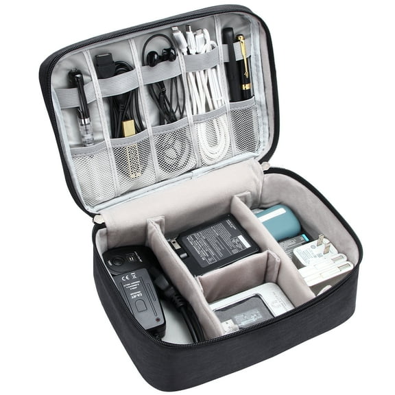 Badiya Electronics Organizer Travel Cable Organizer Bag Waterproof Portable Digital Storage Bag Electronic Accessories Case Cable Charger Organizer Case