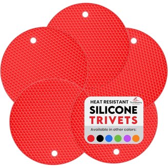 Round Silicone Trivet Mat – Honeycomb Pattern, Non-Slip & Heat Resistant – Grey, 17.5cm