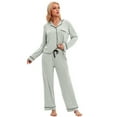 thumbnail image 4 of GEX Cotton Women's Pajamas Set Button-Down Long Short Sleeve Shirt PJ Pants Two-piece Night Suit Sleepwear Loungewear, 4 of 7