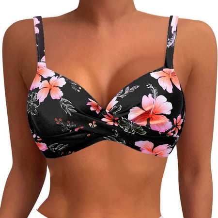 Womens Push Up Bikini Top Underwire Swim Bra Padded Bathing Suit Swimsuit Tops Black S