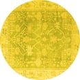 thumbnail image 1 of Ahgly Company Machine Washable Indoor Round Oriental Yellow Traditional Area Rugs, 7' Round, 1 of 4