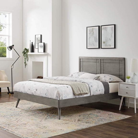 Marlee Queen Wood Platform Bed With Splayed Legs Gray