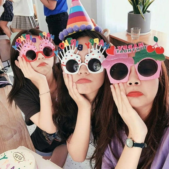 IBASETOY 1 Set Photo Booth Glasses Plastic Birthday Party Photo Props for Adults