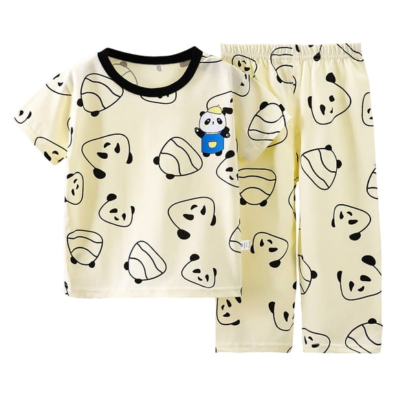 Caqnni Toddler Summer Pjs Outfit For 9-10 Years Outfit Baby Boy Short Outfits Summer Toddler Boy Elastic Shorts Dinosaur Short Sleeves T-shirt 2 Pcs Summer Short Set Summer Dailywear Set