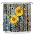 thumbnail image 4 of SUNOLIFE Rustic Sunflower Shower Curtain Floral Waterproof Fabric Bathroom Curtain 72x72 in, 4 of 5