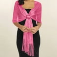 thumbnail image 2 of LIZUOJUN Women's Sparkling Metallic Shawls and Wraps Polyester Wraps with Rhinestone Buckle & Fringefor Evening Party/Wedding/Formal Dresses Hot Pink, 2 of 4