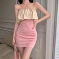 thumbnail image 1 of Ladies Elegant Patchwork Mini Bodycon Dress Strapless Chest Wrap Short Dresses, 1 of 8