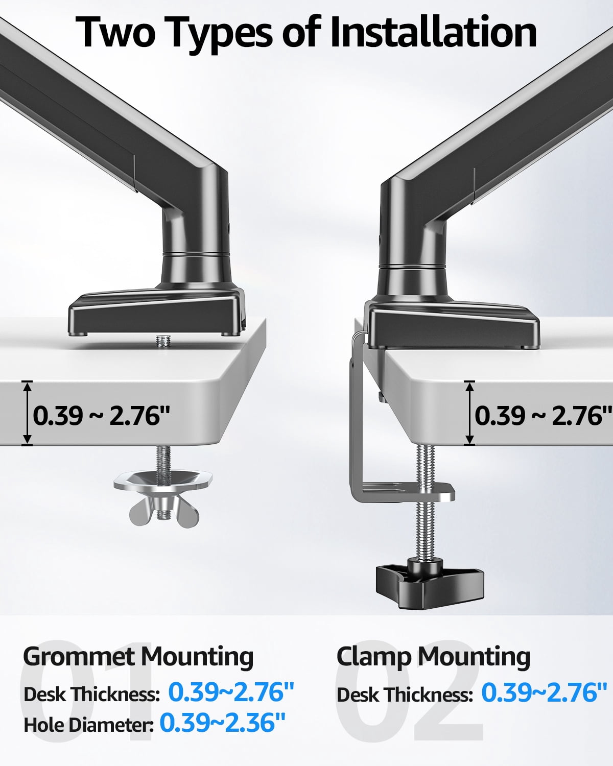 MOUNT PRO Dual Monitor Stand for 13- 32 inch, 4.4-19.8 lbs Screens, Dual Monitor Desk Mount Height Adjustable, Monitor Arms for 2 Monitors, Home Office VESA Mounts with Gas Spring