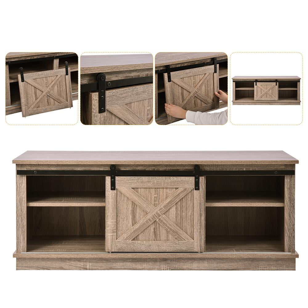 Details about   46" TV Stand Sliding Barn Door Console Entertainment Center Console Cabinet US 