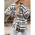 thumbnail image 4 of Chaqueta a cuadros para mujer, chaqueta con botones con patrón de cuadrícula suave y cómoda holgada a la moda para viajar en el trabajo, rejilla blanca y negra M, 4 of 6