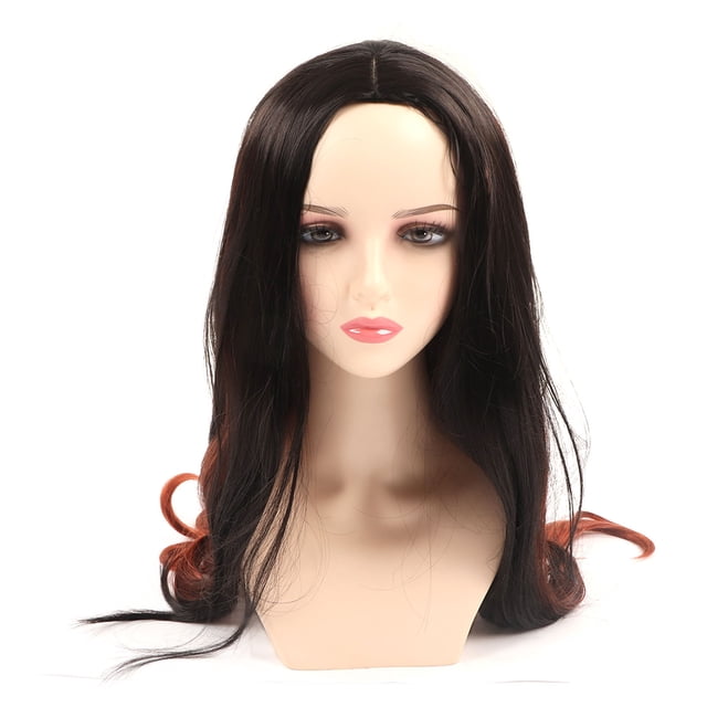 Peluca Naranja Negra De Anime, Peluca De Disfraz De Personaje, Tamaño Ajustable, Color Degradado, Rizado, Alta Densidad Para Halloween